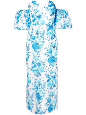 Borgo De Nor floral-print off-shoulder dress - Blue