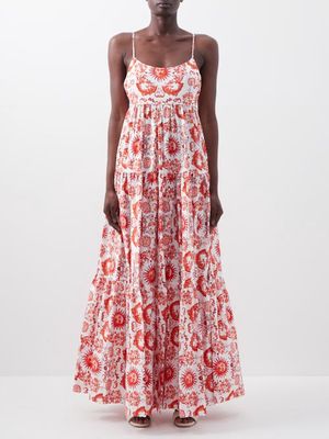 Borgo De Nor - Merle Printed-cotton Maxi Dress - Womens - Red Print