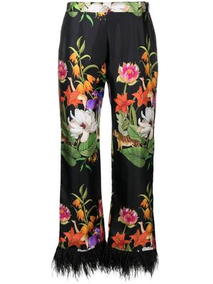 Borgo De Nor ostrich feather-trim cropped trousers - Black
