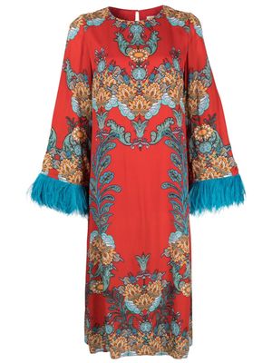 Borgo De Nor Seraphina feather-trim crepe dress - Red