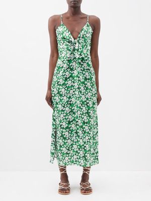 Borgo De Nor - X Talia Collins Floral-print Satin-jacquard Dress - Womens - Green Print