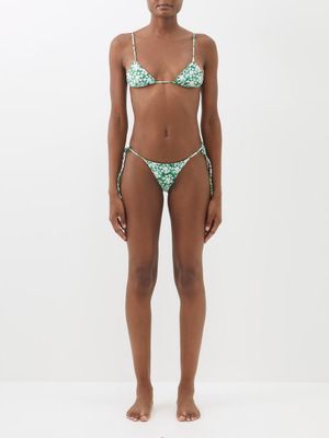 Borgo De Nor - X Talia Collins Tie Me Up Triangle Bikini - Womens - Green Print