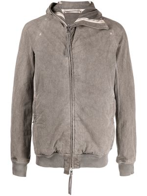 Boris Bidjan Saberi asymmetric cotton hooded jacket - Grey