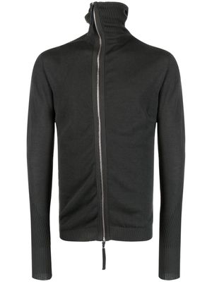Boris Bidjan Saberi asymmetric-zip hooded cardigan - Black