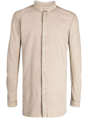 Boris Bidjan Saberi collarless cotton shirt - Neutrals