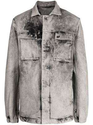 Boris Bidjan Saberi distressed-effect cotton-blend denim jacket - Grey