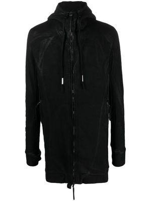 Boris Bidjan Saberi distressed-effect drawstring hooded jacket - Black