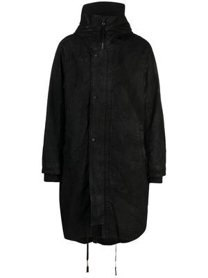 Boris Bidjan Saberi distressed long cotton raincoat - Black