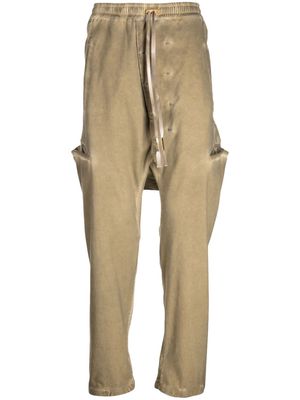 Boris Bidjan Saberi drawstring-waist cotton-blend drop-crotch trousers - Neutrals