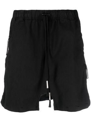 Boris Bidjan Saberi drop-crotch cotton blend shorts - Black