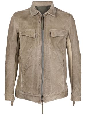 Boris Bidjan Saberi ruched zipped jacket - Brown