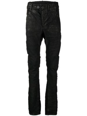 Boris Bidjan Saberi slim-cut coated-finish trousers - Black