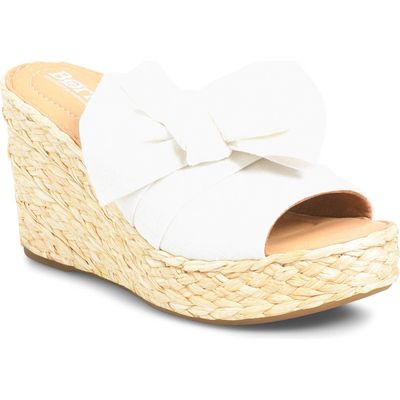 Børn Adalia Espadrille Platform Wedge Slide Sandal in Cream Fabric 