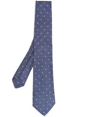 Borrelli floral-embroidered pointed-tip tie - Blue