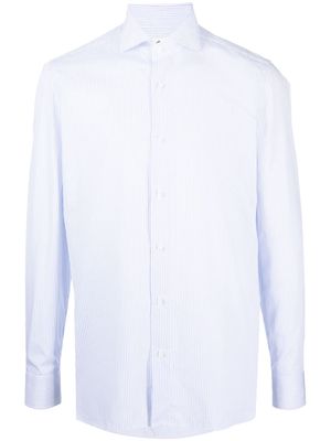 Borrelli striped long-sleeve cotton shirt - Blue