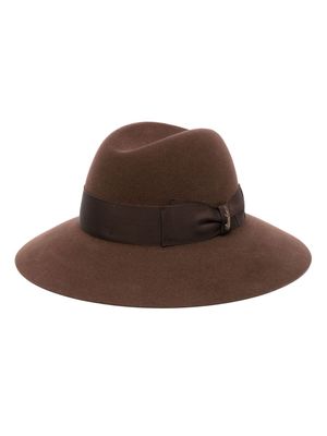 Borsalino bow-detail wool hat - Brown