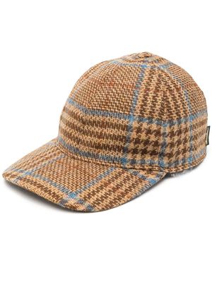 Borsalino check-pattern wool cap - Brown