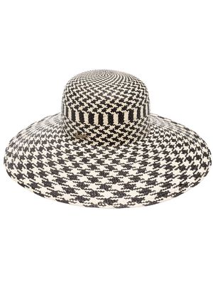 Borsalino checked panama hat - Neutrals