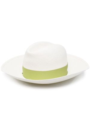 Borsalino Claudette ribbon-detail sun hat - White