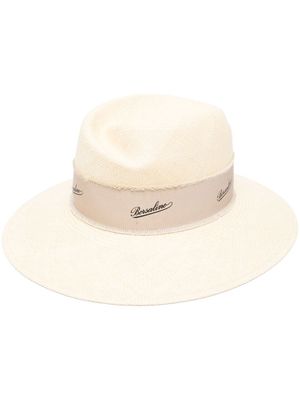 Borsalino distressed logo-hatband panama hat - Neutrals