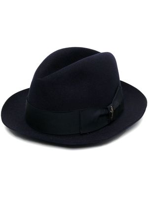 Borsalino felt ribbon-trim fedora hat - Blue