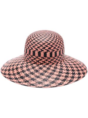 Borsalino houndstooth-pattern straw hat - Pink