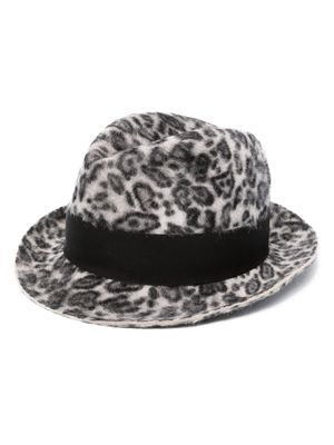 Borsalino leopard-printed melusine-felt trilby hat - Grey