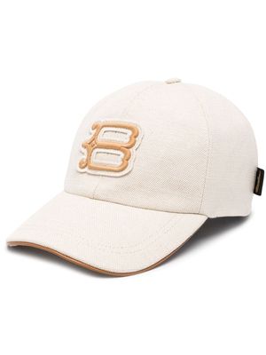 Borsalino logo-patch leather-trimmed visor cap - Neutrals
