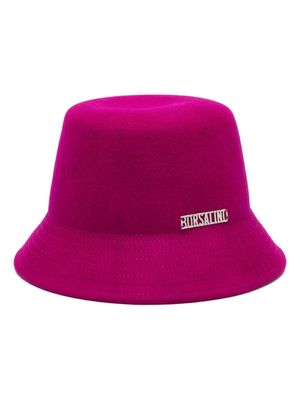 Borsalino logo-plaque knitted bucket hat - Pink