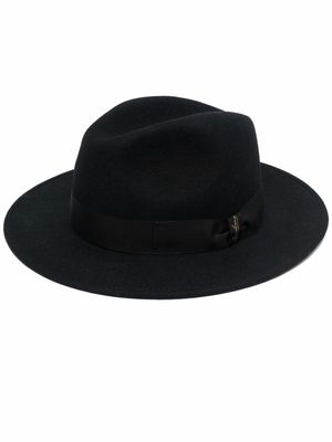 Borsalino logo ribbon-trim fedora hat - Black