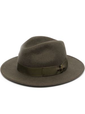 Borsalino logo ribbon-trim fedora hat - Green