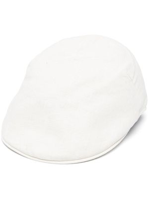 Borsalino logo-tag linen flat cap - White
