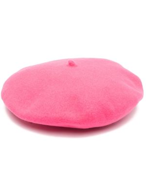 Borsalino logo-tag wool beret - Pink