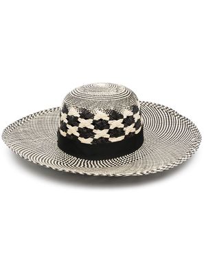 Borsalino Panama black and white hat - Neutrals