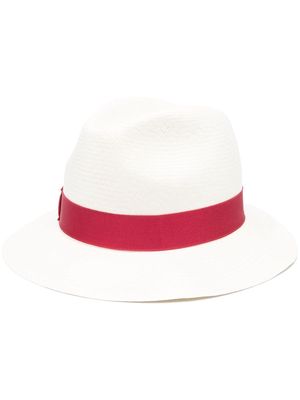Borsalino Panama straw fedora hat - White