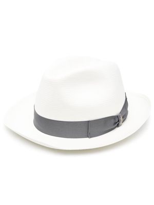 Borsalino ribbon band fedora hat - White