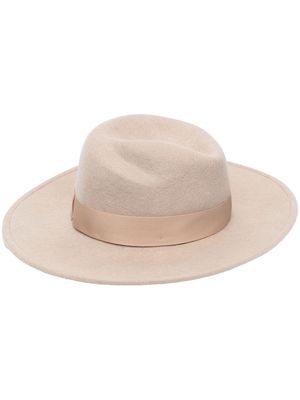 Borsalino ribbon-band merino hat - Neutrals