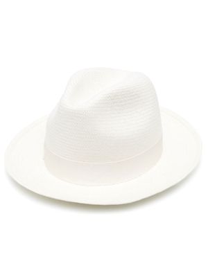 Borsalino ribbon-detail fedora hat - White