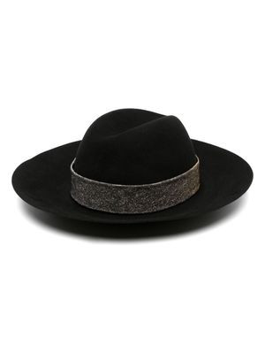 Borsalino ribbon-detail wool fedora hat - Black