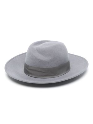 Borsalino ribbon-detailed wool fedora hat - Grey