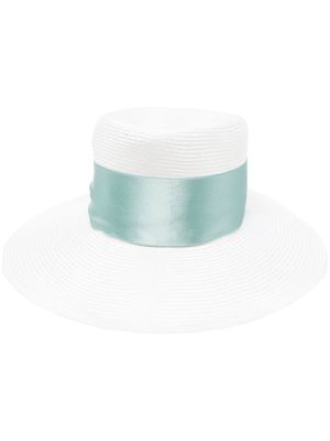 Borsalino ribbon-trim hat - White