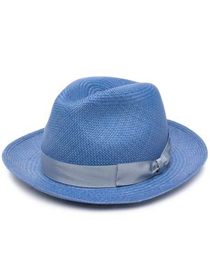 Borsalino straw ribbon band hat - Blue