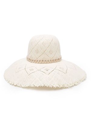 Borsalino tassel-detail woven-raffia hat - White