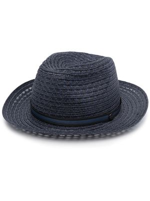 Borsalino woven grosgrain-trim hat - Blue