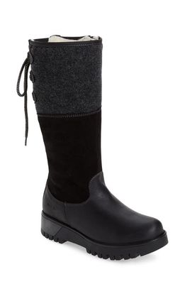 Bos. & Co. Goose Primaloft Waterproof Boiled Wool Mid Calf Boot in Black/Black Leather