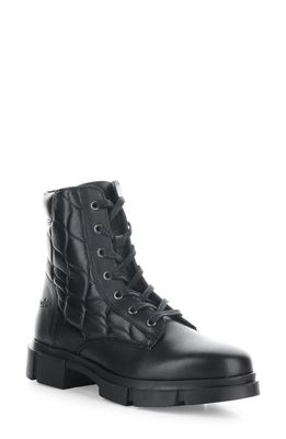 Bos. & Co. Libel Quilted Waterproof Combat Boot in Black Feel/Acolchoado