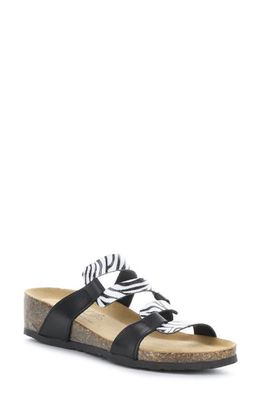 Bos. & Co. Luzzie Wedge Slide Sandal in Black/Zebra/Animal Print