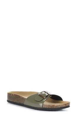 Bos. & Co. Past Slide Sandal in Military Green Patent