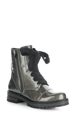 Bos. & Co. Paulie Waterproof Lace-Up Bootie in Pewter Mascara Patent