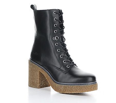 Bos. & Co. Winter Leather Chunky Heel Boots - P anda-F